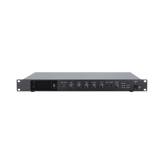 EP-B350DTB Amplificador de Audio | 1 canal | 350 W | Sistema 100V y Baja Impedancia | 4 Entradas de Micrófono Balanceadas | Bluetooth | USB | SD | FM | Montaje en Rack