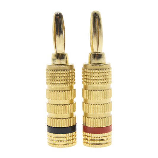 EP-BSC-KIT - Kit Conector Banana Tipo Tornillo para Bocinas | Instalaciones Profesionales de Audio | Chapado en Oro | Color Negro + Rojo (2 Piezas)