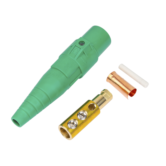 EP-CAMLOCK-400A-M-GREEN - Conector Camlock Macho / 400 Amperes / AC 600V / Sección Cable 50-95 mm² / Abrazadera Compresión / Plástico Ingeniería / Varios Colores