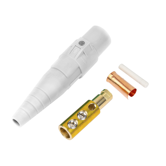 EP-CAMLOCK-400A-M-WHITE - Conector Macho Camlock / 400 Amperes / 600V AC / Sección Cable 50-95 mm² / Abrazadera Compresión / Plástico Ingeniería / Múltiples Colores