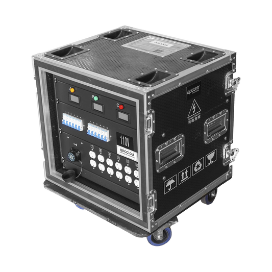 EP-CC-10U - Centro de carga movil para instalaciones temporales con conexión TIPO socapex a 110v Y 220V | RACK 10U