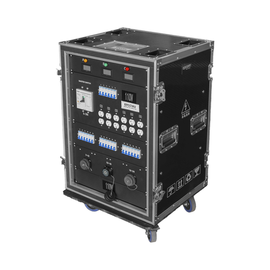 EP-CC-16U - Centro de carga movil para instalaciones temporales con conexión TIPO socapex a 110v Y 220V | RACK 16U
