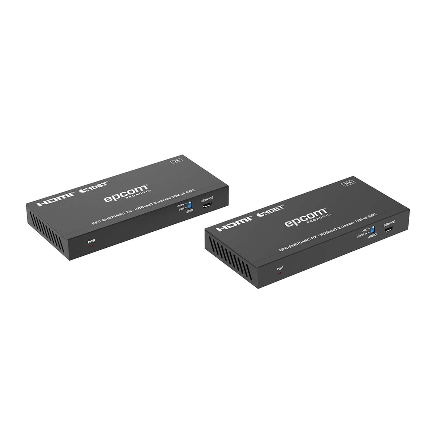 EPC-EHB70ARC - Kit Extensor HDMI | HDBaseT | 70m en 4K@60Hz | Cat5e/6 | Gestión Avanzada EDID | Soporta ARC | Control IR Bidireccional | RS232 | PoC