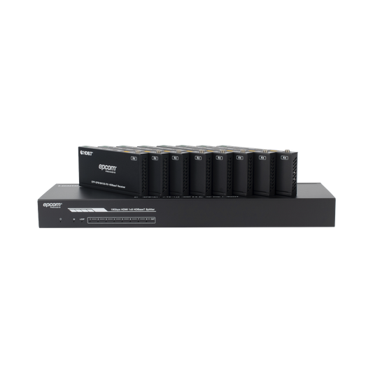 EPP-SPB18H150 - Splitter mas Extensor de Video | 1x8 | ProAV | HDBaseT™ | 120m en 4K@60Hz | 150m en 1080p@60Hz | Cat6/6a/7 | Gestión Avanzada EDID | Control IR y RS232 | PoC | Salida de Audio