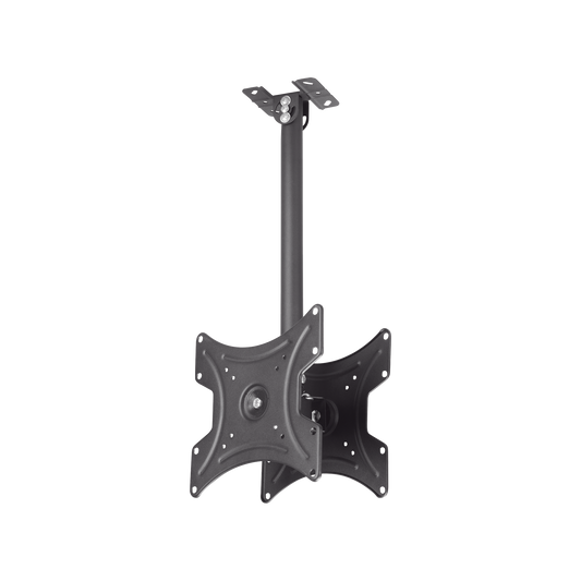 Montaje de Techo Universal Doble  para Monitores de 17 a  42 | Soporta hasta 22 KG x monitor/ VESA 75X75, 100X100, 200X200 / Acero / Montaje Telescopico de 50 cm hasta 80cm