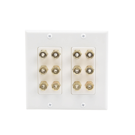 EP-WP6S - Placa de Pared | Postes de Unión Tipo Banana | Conexión para 6 Altavoces | Fácil Instalación | Conectores Chapados en Oro