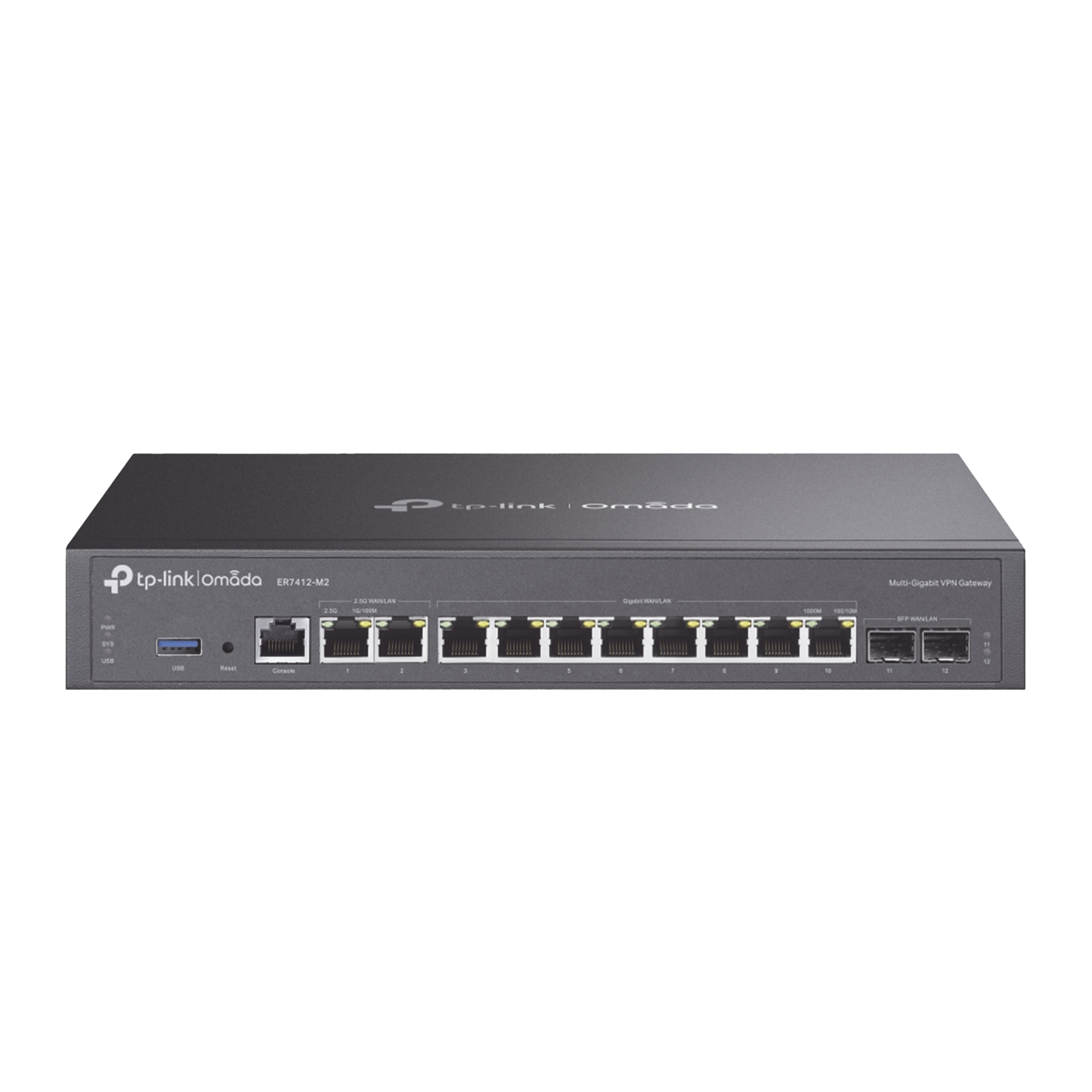 ER7412-M2 - Router Omada VPN / SDN Multi-WAN Gigabit / 2 Puertos WAN/LAN RJ45 2.5 Gigabit / 8 Puertos WAN/LAN RJ45 Gigabit / 2 Puertos WAN/LAN SFP Gigabit / 1,000,000 Sesiones Concurrentes / Administración Centralizada Omada o Stand-Alone