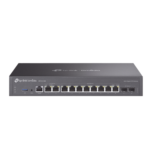 ER7412-M2 - Router Omada VPN / SDN Multi-WAN Gigabit / 2 Puertos WAN/LAN RJ45 2.5 Gigabit / 8 Puertos WAN/LAN RJ45 Gigabit / 2 Puertos WAN/LAN SFP Gigabit / 1,000,000 Sesiones Concurrentes / Administración Centralizada Omada o Stand-Alone