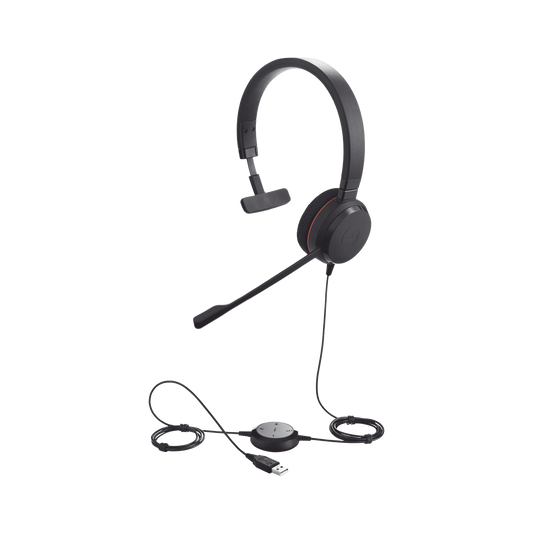 EVOLVE-20-MONO-UC Jabra Evolve 20 Mono con conexión USB, micrófono con cancelación de ruido de ultima generación, configuración Plug and Play (4993-829-209)