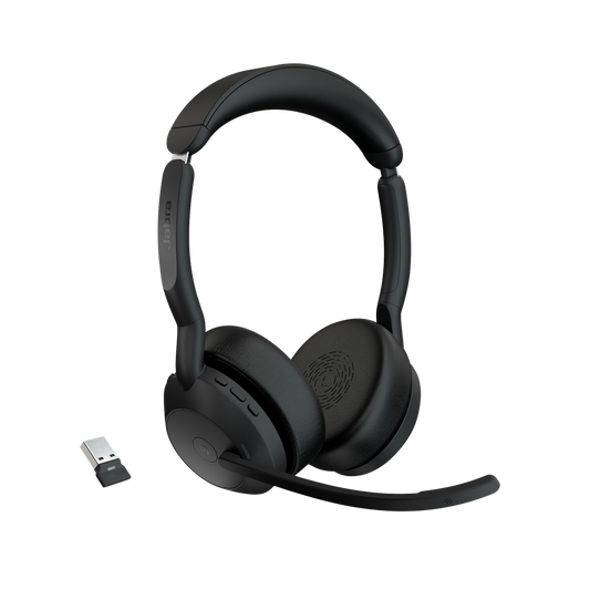 EVOLVE255STEREOMSA - Jabra Evolve2 55, Auricular stereo versión MS, dongle USB-A con cancelación de ruido (25599-999-999)