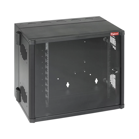 EWMW242825 - Gabinete AccessPlus de 12 UR Montaje en Pared de 19in, Rieles Numerados y Roscados #10-32, Puerta con Ventana de Seguridad, 700 mm de Ancho, 637 mm de Profundidad, Color Negro