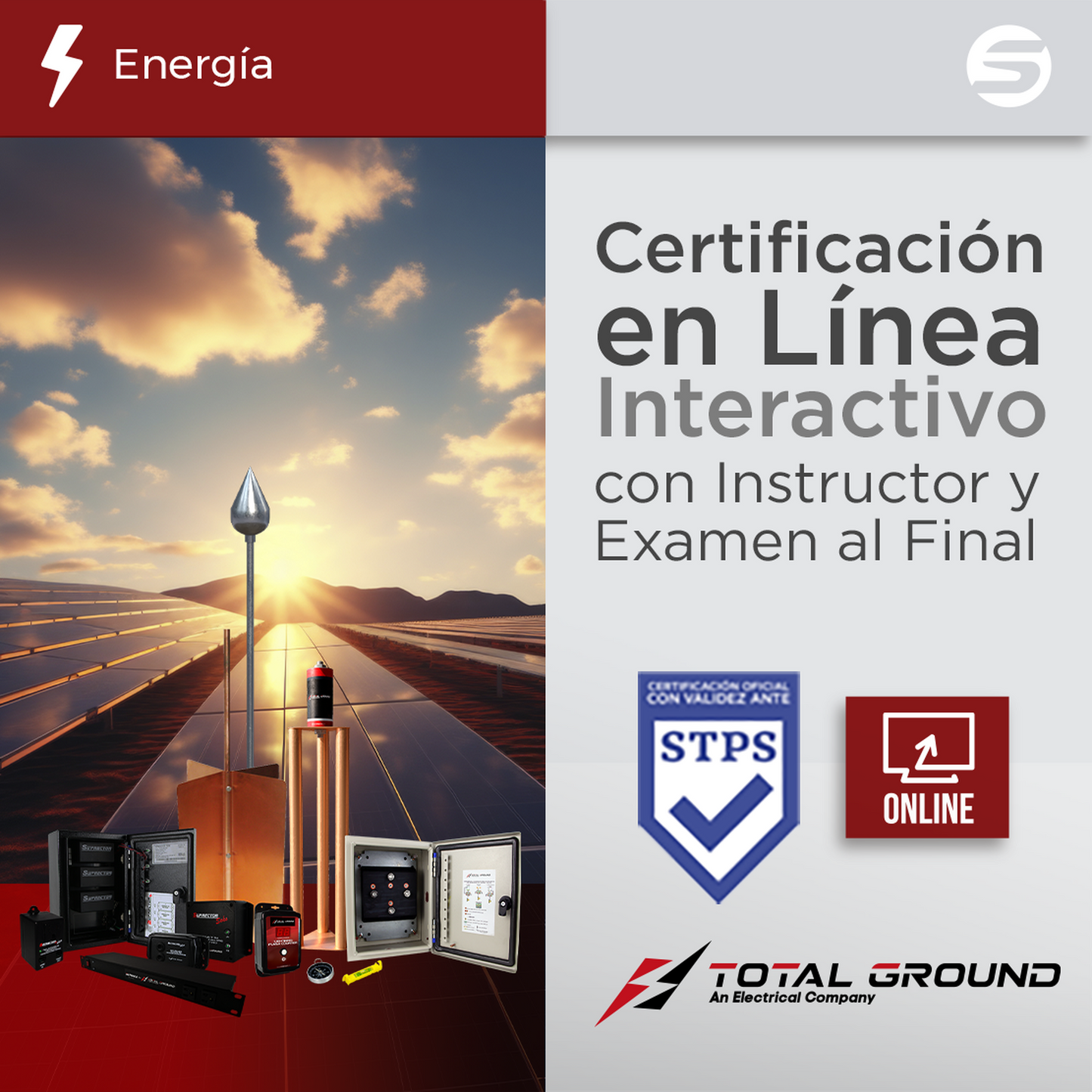 EXPERTTG3VIRTUAL - Certificación Virtual en Sistemas de Proteccion para Instalaciones Fotovoltaicas (Válida Ante Secretaría del Trabajo)