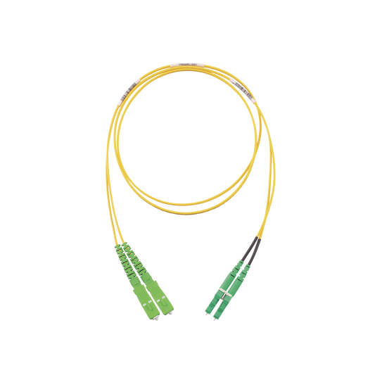 F92ERANB1SNM002 - Jumper de Fibra Optica Monomodo 9/125 OS2, SC/APC-LC/APC Duplex, OFNR (Riser), Color Amarillo, 2 Metros (6.56 Pies)