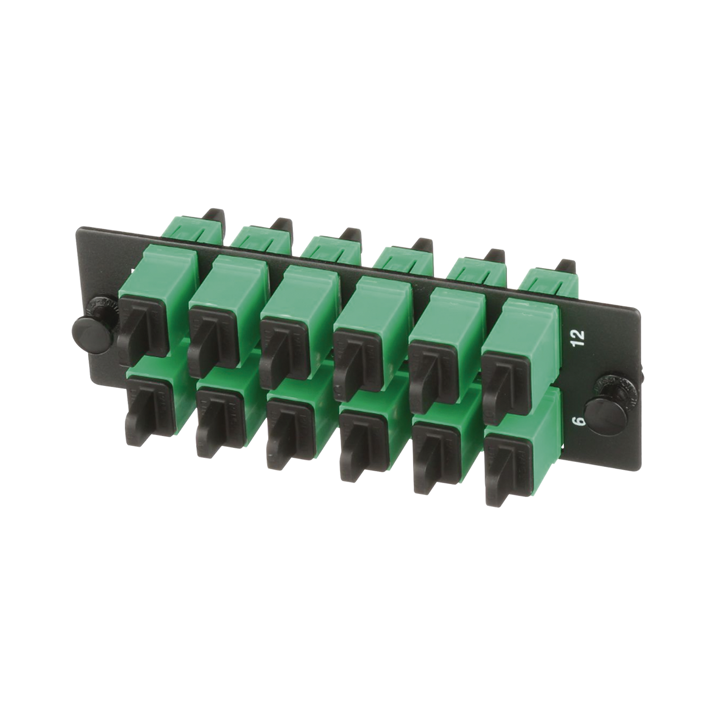 FAP12WAGSCZ - Placa Acopladora de Fibra Optica FAP, Con 12 Conectores SC/APC (12 Fibras), Para Fibra Monomodo OS1/OS2, Color Verde