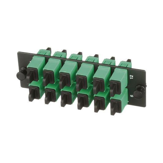 FAP12WAGSCZ - Placa Acopladora de Fibra Optica FAP, Con 12 Conectores SC/APC (12 Fibras), Para Fibra Monomodo OS1/OS2, Color Verde