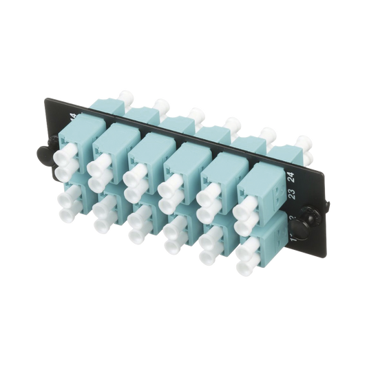 FAP12WAQDLCZ - Placa Acopladora de Fibra �ptica FAP, con 12 Conectores LC Duplex (24 Fibras), para Fibra Multimodo OM3/OM4, Color Aqua