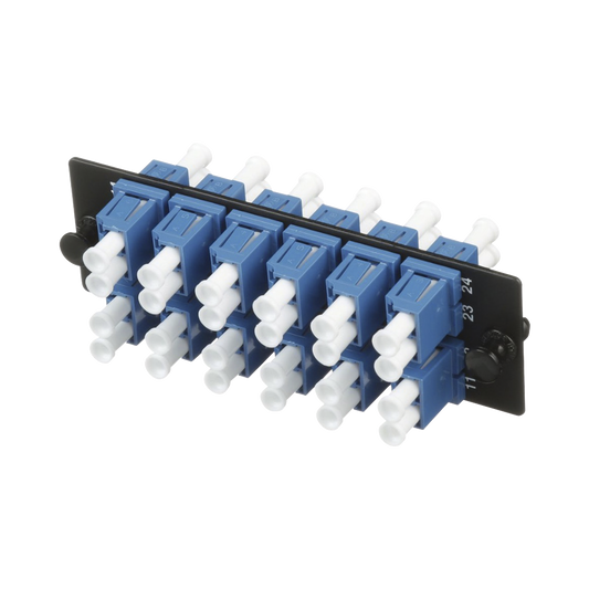 FAP12WBUDLCZ - Placa Acopladora de Fibra Optica FAP, Con 12 Conectores LC Duplex (24 Fibras), Para Fibra Monomodo OS1/OS2, Color Azul