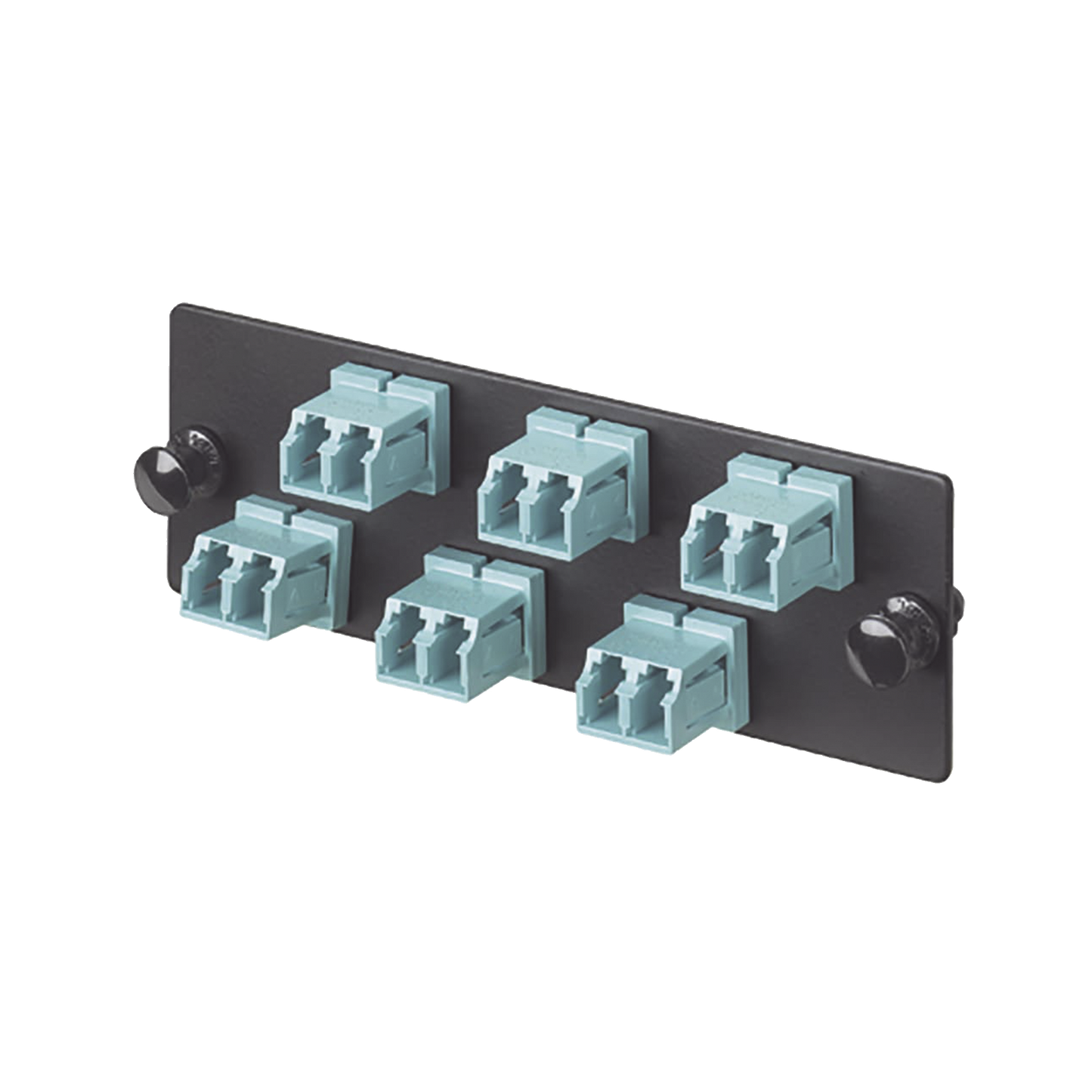 FAP6WAQDLCZ - Placa Acopladora de Fibra Optica FAP, Con 6 Conectores LC Duplex (12 Fibras), Para Fibra Multimodo OM3/OM4, Color Aqua