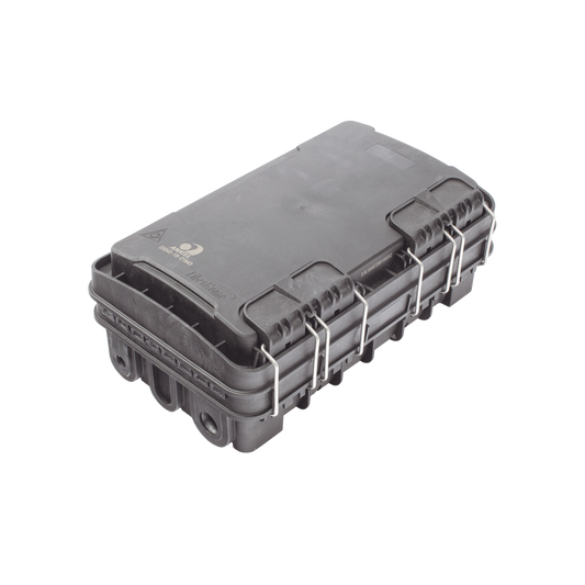 FDP-420E-8 Caja de Distribución de Fibra Óptica para 24 Empalmes, con 8 acopladores SC/APC simplex, Exterior IP65, Color Negro