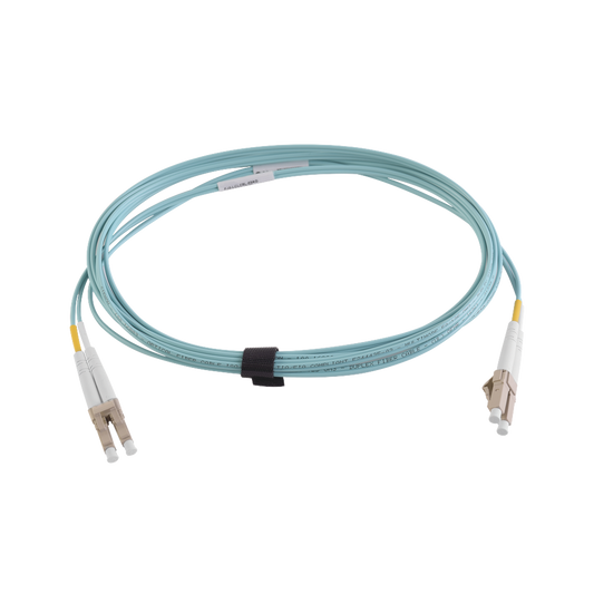 FJ2-LCLC5V-07AQ - Jumper de Fibra �ptica Multimodo 50/125 XGLO OM4, LC-LC Duplex, OFNR, Color Aqua, 7 Metros (22.97 Pies)