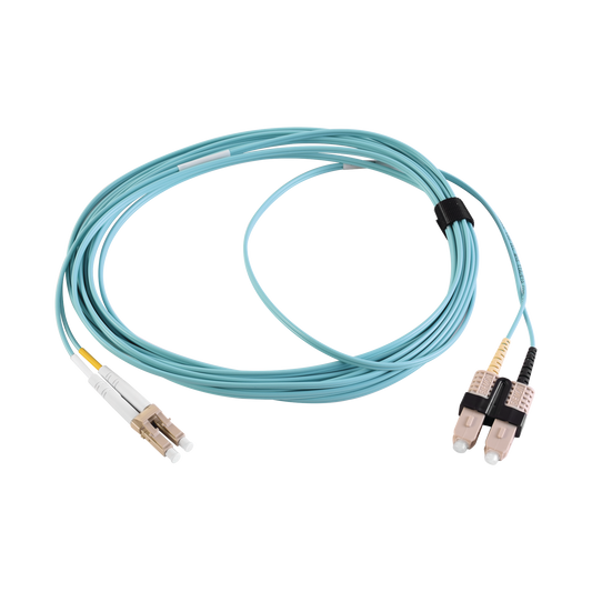 FJ2-LCSC5L-02AQ - Jumper de Fibra �ptica Multimodo 50/125 XGLO OM3, LC-SC Duplex, OFNR, Color Aqua, 2 Metros (6.56 Pies)
