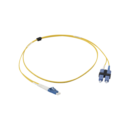 FJ2-LCUSCUL-01 - Jumper de Fibra �ptica Monomodo (OS2), XGLO, Riser, LC/UPC-SC/UPC Duplex, OFNR, Color Amarillo, 1 Metro (3.28 Pies)