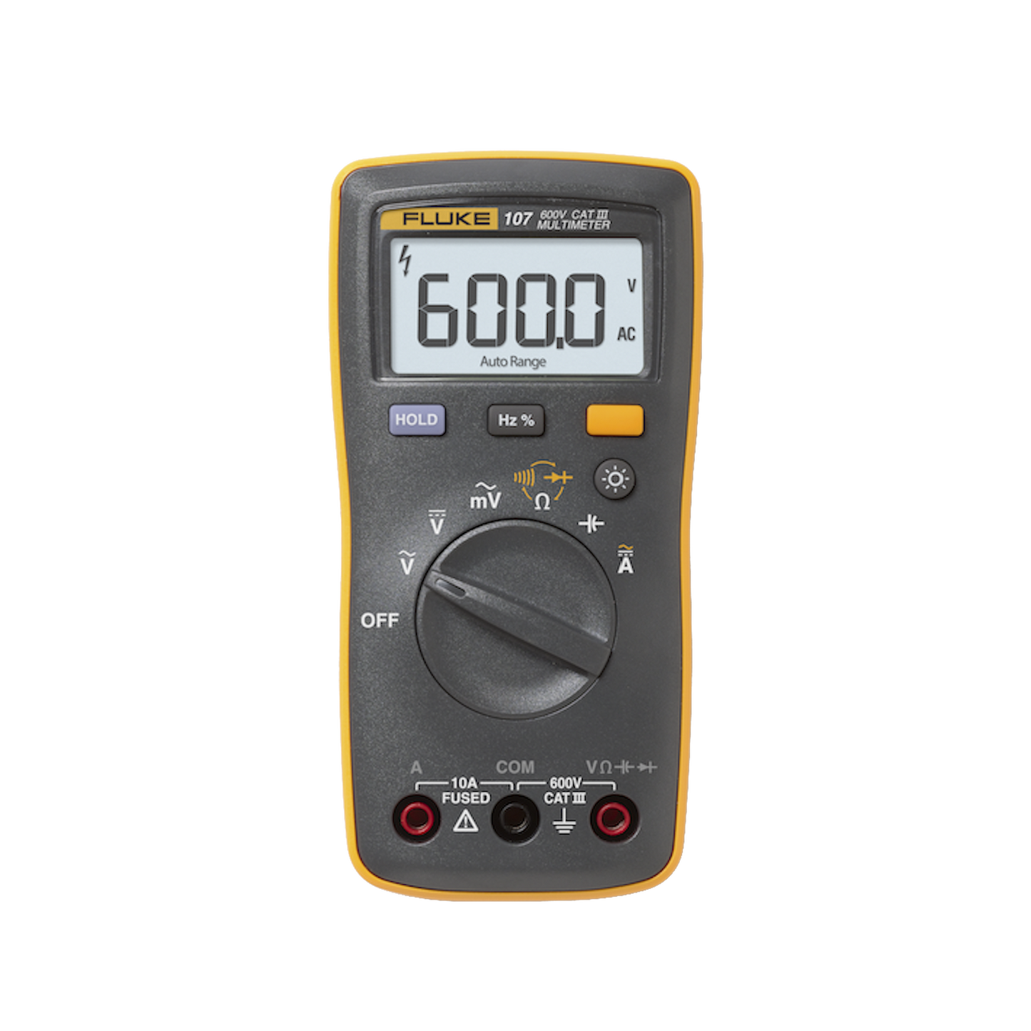 FLUKE-107ESP - Multímetro Digital de Tamaño Compacto, Para Medición de Corriente y Tensión, Uso con Voltaje Máximo de 600 V, Pantalla LED Retroiluminada