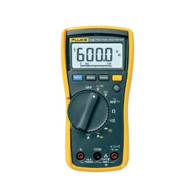 FLUKE-115 - Multímetro Digital para Electricista, Para Pruebas de Capacitancia y Diodos, Uso con Voltaje Máximo de 600 V, Pantalla LED Retroiluminada