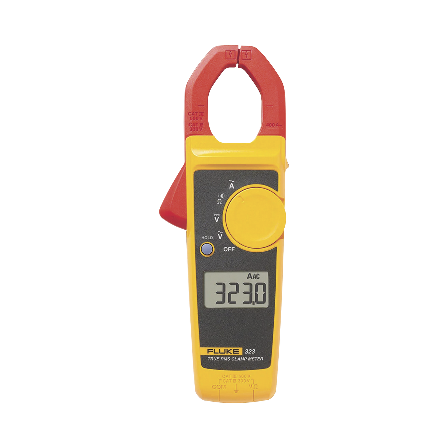 FLUKE-323 - Amperimetro de Gancho de Verdadero Valor Eficaz (True RMS), Medida de Corriente en CA de 400 A y Tensión en CA y CC de 600V