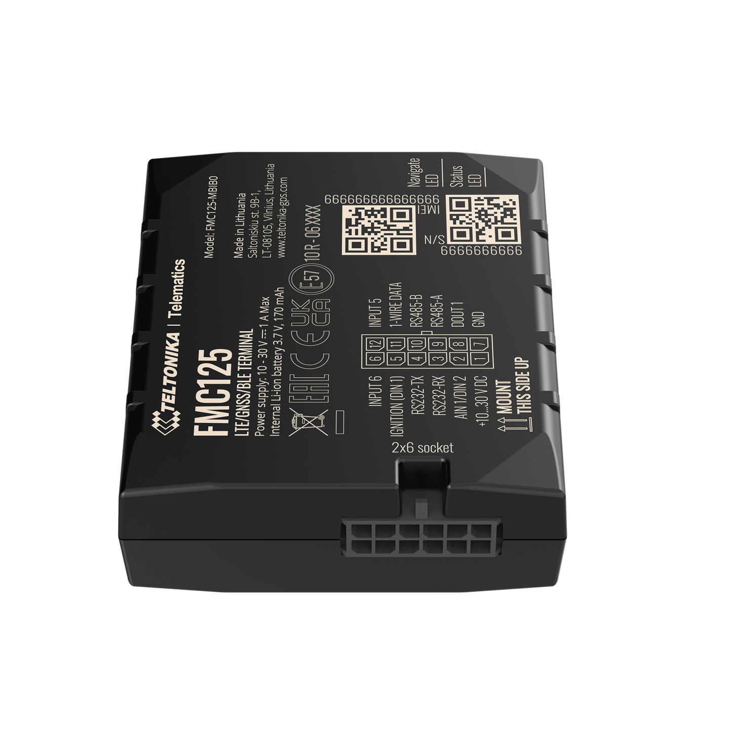 FMC125 - Avanzado Rastreador Vehicular (GPS) 4G LTE CAT 1 y 2G / Identificación de Conductores / Bloqueo Remoto / Detección de Jammer / Sensores Bluetooth / Múltiples I/O / Doble Sim / RS485 / RS232 / DualCam