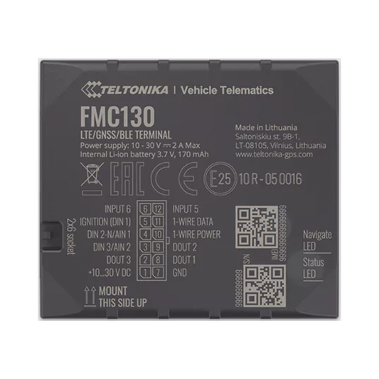 FMC130 - Profesional Rastreador Vehicular (GPS) 4G LTE CAT 1 y 2G / Identificación de Conductores / Bloqueo Remoto / Detección de Jammer / Sensores Bluetooth / Múltiples I/O