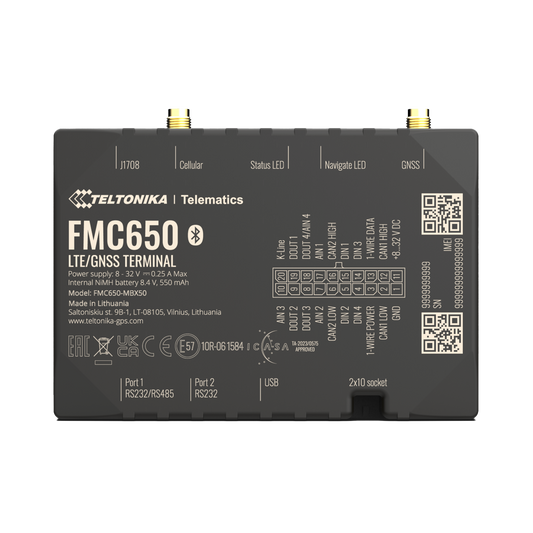 FMC650 - Profesional Rastreador Vehicular (GPS) 4G LTE Cat 1 Con Lectura Can / Bluetooth y Múltiples Entradas y Salidas Digitales