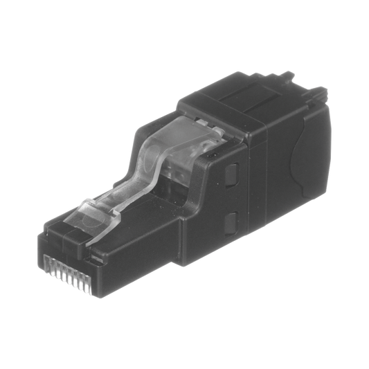 FP6X88MTG Plug RJ45 UTP, Instalación Recta, Terminación en Campo Certificable, Compatible con Cat5e, Cat6 y Cat6A, Color Negro