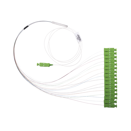 FPONCS1X16 Divisor Óptico (Splitter) Tipo PLC, de 1x16, Con Conector de Entrada SC/APC y Conectores de Salida SC/APC