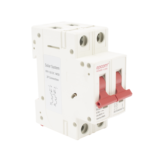 FPV632PC20 - Protección Térmica/ Interruptor 2P, 20 A,  Corriente Directa  800 Vcc para Aplicación Fotovoltaica Montaje Riel DIN