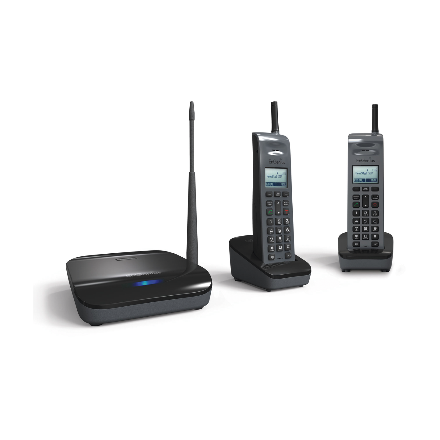 FREESTYL-SIP2 - Sistema Telefónico Inalámbrico SIP de Largo Alcance, Incluye Base y Dos Teléfonos Inalámbricos, Soporta 10 Cuentas SIP, Hasta 4 Llamadas Simultaneas,