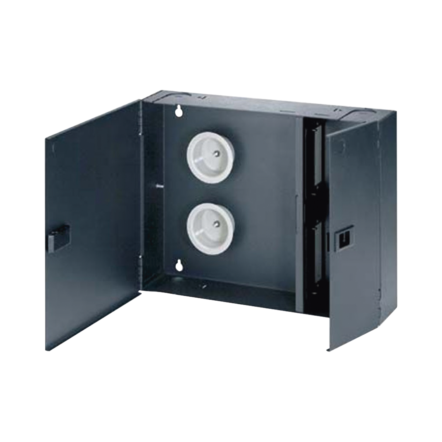 FWME4 - Caja de Conexi�n de Fibra �ptica, Para Montaje en Pared, Acepta 4 Placas Acopladoras FAP o FMP, Hasta 96 Fibras, Color Negro