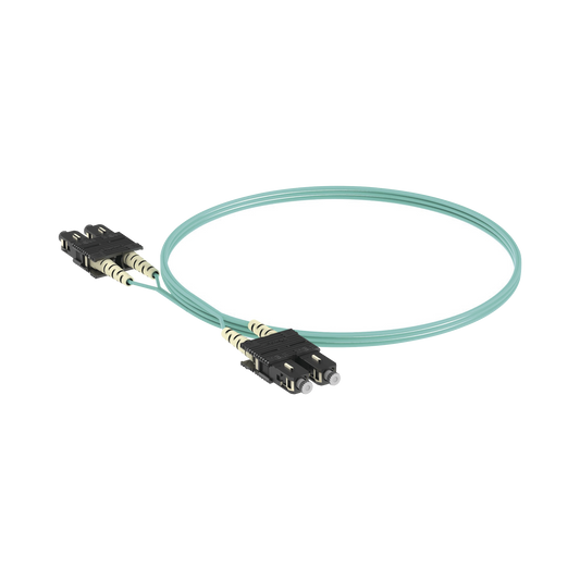 FX23RSNSNSNM002 - Jumper de Fibra Optica Multimodo 50/125 OM3, SC-SC Duplex, OFNR (Riser), Color Aqua, 2 Metros (6.56 Pies)