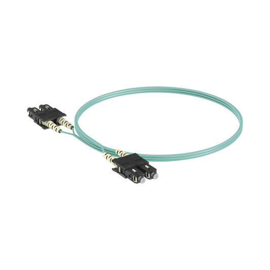 FX23RSNSNSNM003 - Jumper de Fibra Optica Multimodo 50/125 OM3, SC-SC Duplex, OFNR (Riser), Color Aqua, 3 Metros (9.84 Pies)
