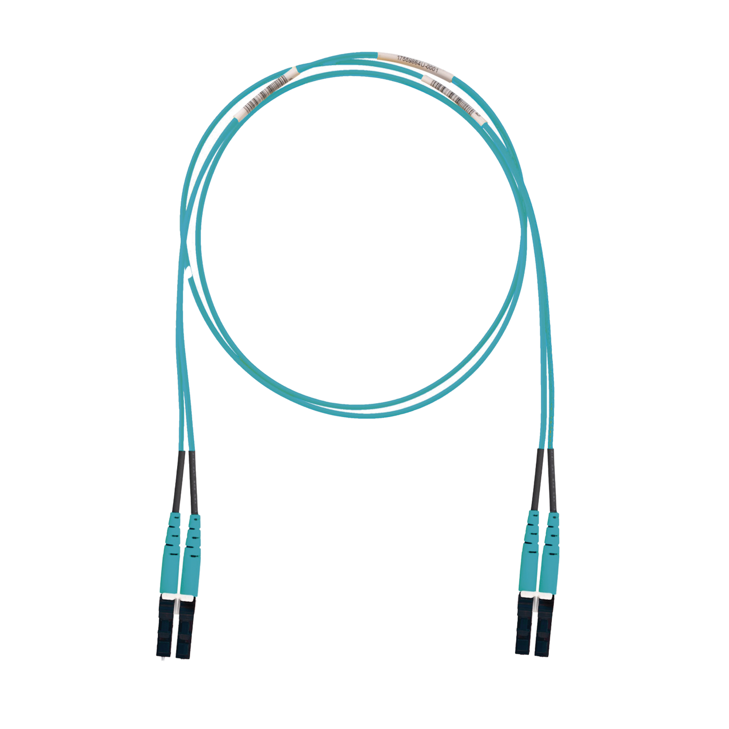 FX2ELLNLNSNM001 - Jumper de Fibra Optica Multimodo 50/125 OM3, LC-LC Duplex, LSZH (Cero Hal�genos), Color Aqua, 1 Metro (3.28 Pies)