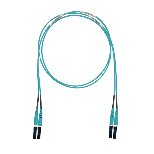 FX2ELLNLNSNM001 - Jumper de Fibra Optica Multimodo 50/125 OM3, LC-LC Duplex, LSZH (Cero Hal�genos), Color Aqua, 1 Metro (3.28 Pies)