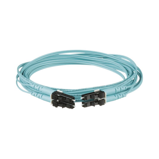 FX2ERLNLNSNM003 - Jumper de Fibra Optica Multimodo 50/125 OM3, LC-LC Duplex, OFNR (Riser), Color Aqua, 3 Metros (9.84 Pies)