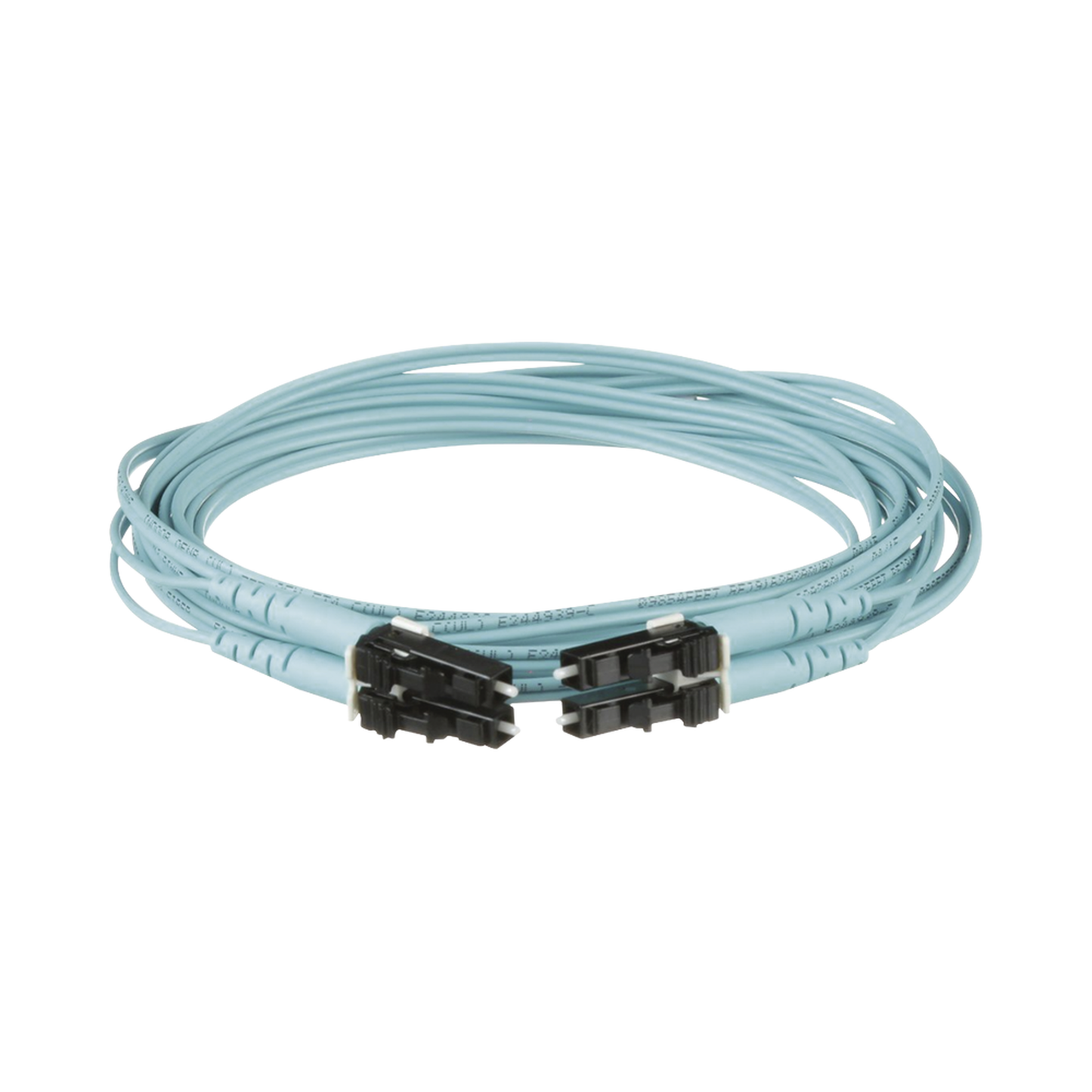 FX2ERLNLNSNM004 - Jumper de Fibra Optica Multimodo 50/125 OM3, LC-LC Duplex, OFNR (Riser), Color Aqua, 4 Metros (13.12 Pies)