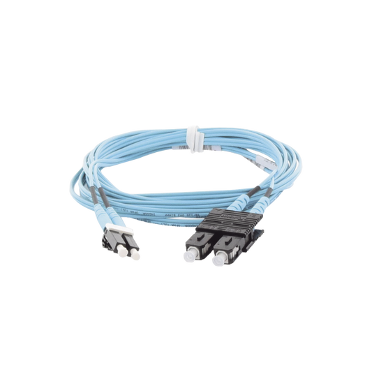 FX2ERLNSNSNM003 - Jumper de Fibra Optica Multimodo 50/125 OM3, LC-SC Duplex, OFNR (Riser), Color Aqua, 3 Metros (9.84 Pies)