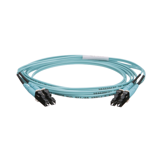 FZ2ERLNLNSNM002 - Jumper de Fibra Optica Multimodo 50/125 OM4, LC-LC Duplex, OFNR (Riser), Color Aqua, 2 Metros (6.56 Pies)