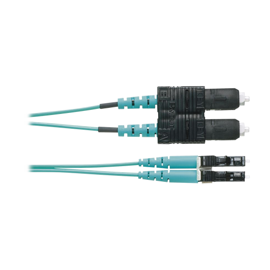 FZ2ERLNSNSNM003 - Jumper de Fibra Optica Multimodo 50/125 OM4, LC-SC Duplex, OFNR (Riser), Color Aqua, 3 Metros (9.84 Pies)