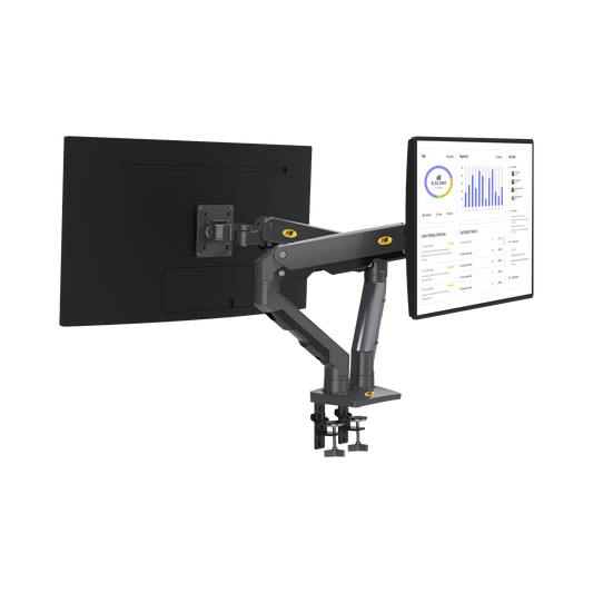 G65-NB Montaje de Escritorio articulado para 2 monitores de 27-34 /  Soporta hasta 16 kg  por brazo/ Vesa 75 x 75 / 100 x 100 / Acero / Giro: 360°