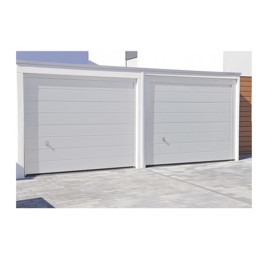 GARAGE-187 Puerta de Garage de Alta Calidad / Linea Central / Color Blanco 18X7 pies,  AISLADA, Estilo Americana.