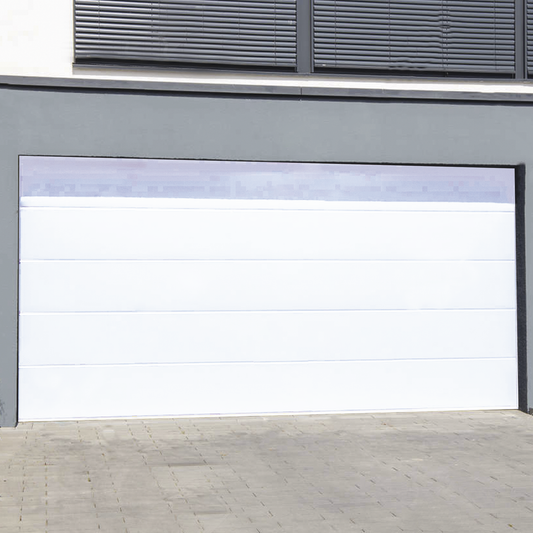 GARAGE-189 Puerta de Garage de Alta Calidad / Linea Central / Color Blanco 18X9 pies,  AISLADA, Estilo Americana.