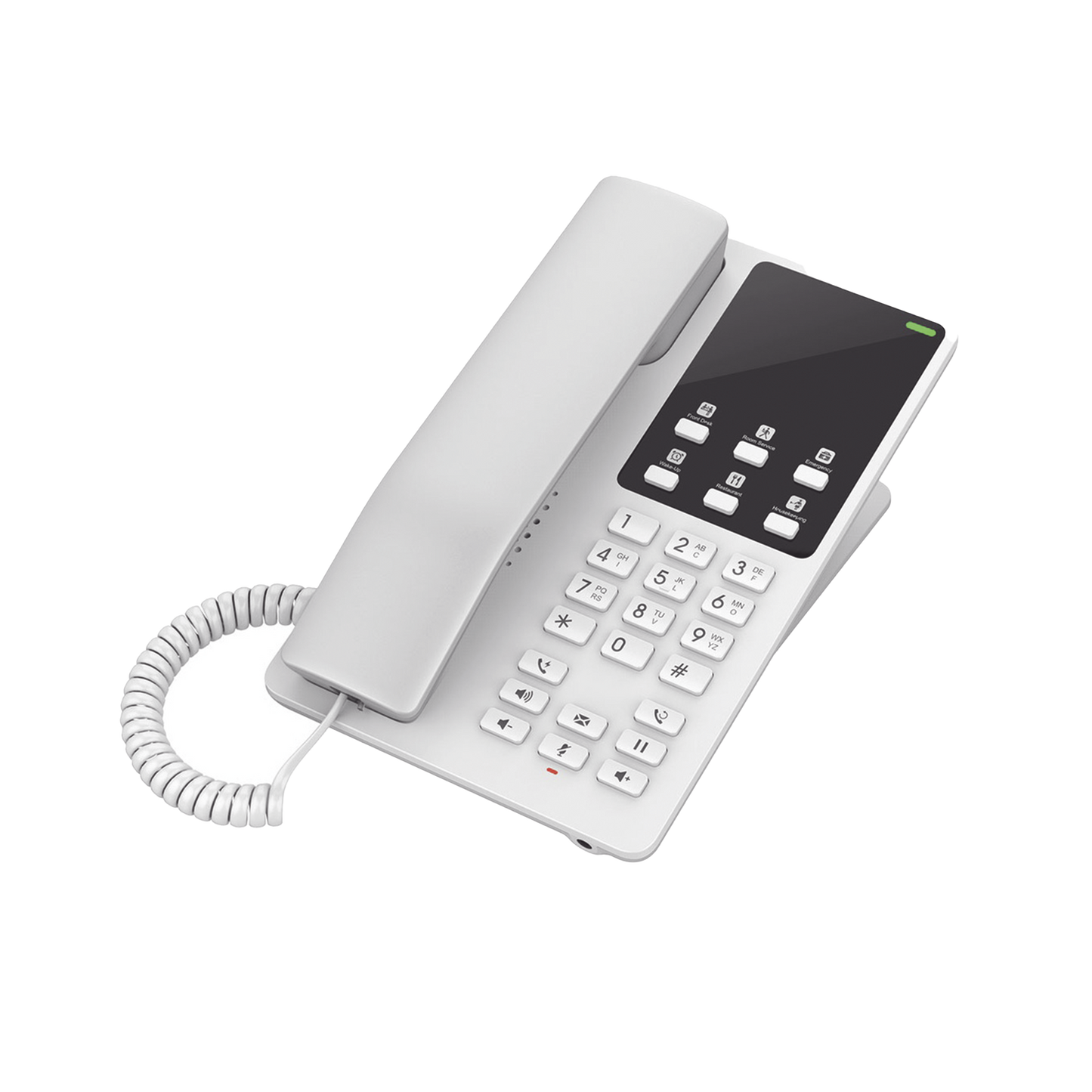 GHP620W - Teléfono IP Hotelero Wi-Fi, 2 líneas SIP con 2 cuentas, codec Opus, IPV4/IPV6, color blanco, con gestión en la nube GDMS